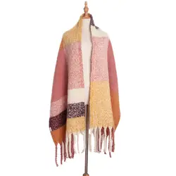 Высококачественный Женский зимний шарф из пашмины, кашемировые шарфы с кисточками, теплая длинная шаль, платок-бандана, одеяло