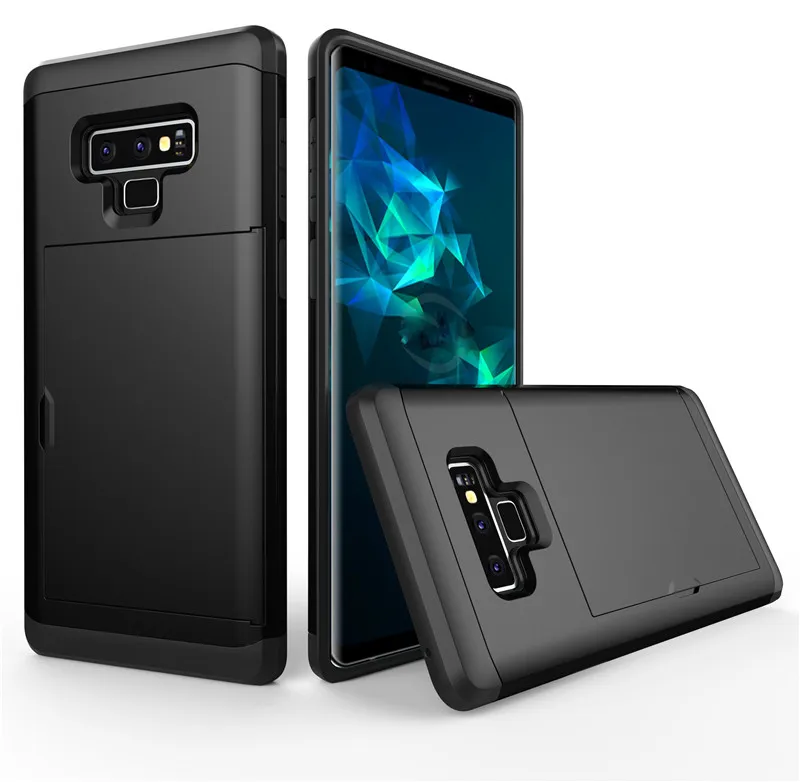 Portable Card Cover for Samsung Galaxy NOTE 9 8 5 4 3 S9 S8 Plus S7 S6 Edge S5 S4 Case Hybrid Hard Back with Slide Pocket |