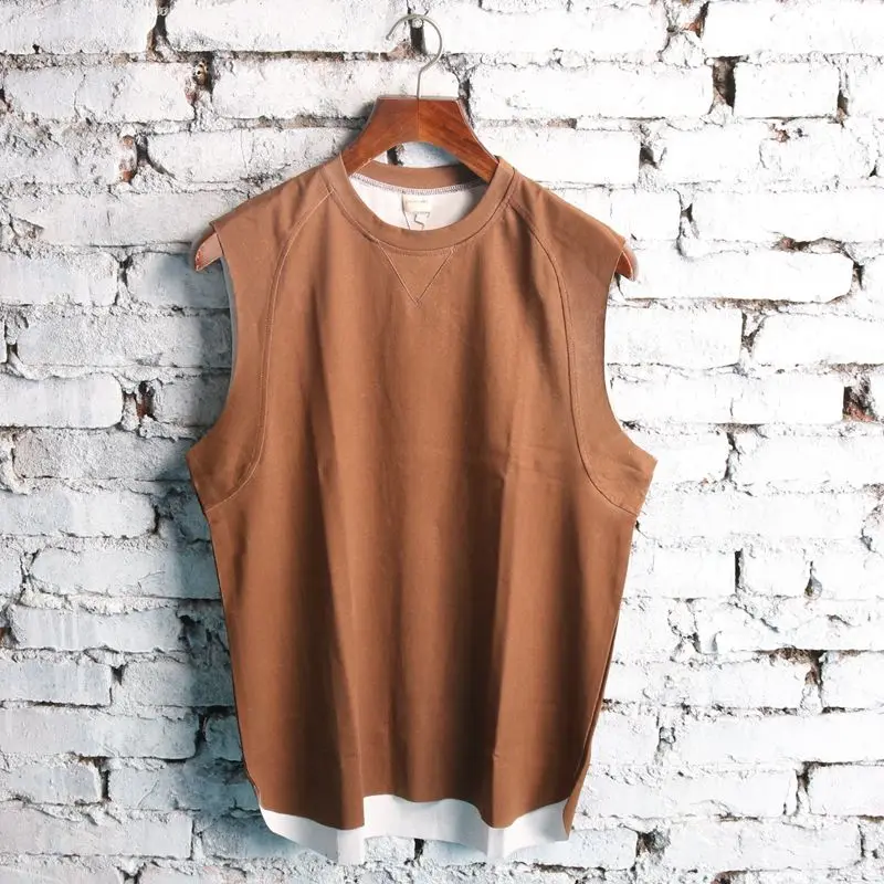 2018 Summer Japan And South Korea Asymmetrical Loose Large Yard Cotton Men Women Lovers Sleeveless T-shirt Vest Bottoming Shirt