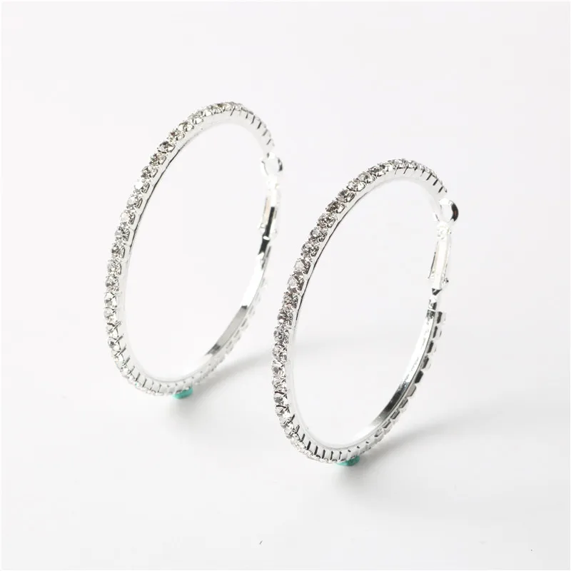 Diameter 5cm Rhinestone Big Hoop Earrings For Wome...