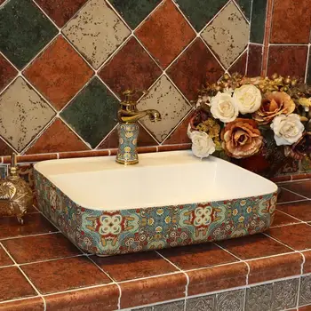 

Western antique chinese bathroom basin hand wash bowls lavabo sink jingdezhen lavabo oval ceramic wash basin Bathroom sink