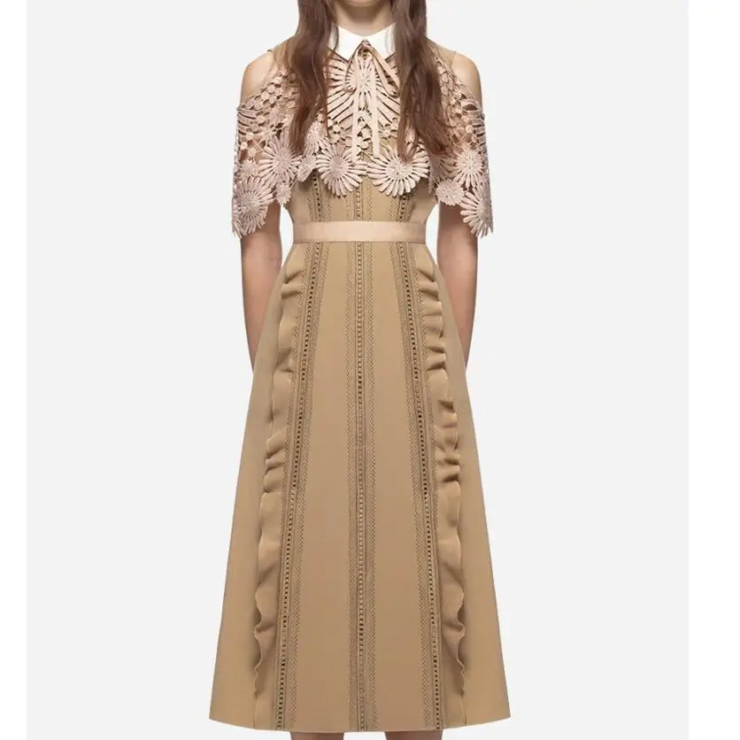 

ZAWFL High quality 2019 newest cloak sleeve women Long dress black white brief lace women dresses A line