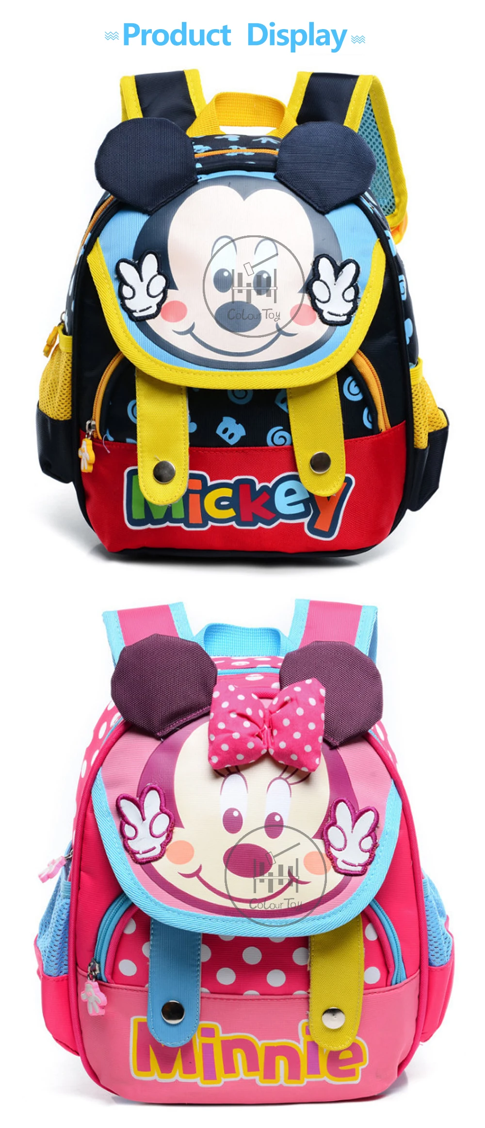 Disney рюкзак для девочек милый Минни детские сумки для книг для мальчиков детские Мультяшные рюкзаки для детского сада сумка из полиэстера подарок