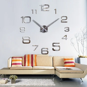 

fashion Large Wall Clock Modern design Acrylic Mirror Clocks Europe Diy 3d Stickers Large Decorative Quartz Watch Living Room