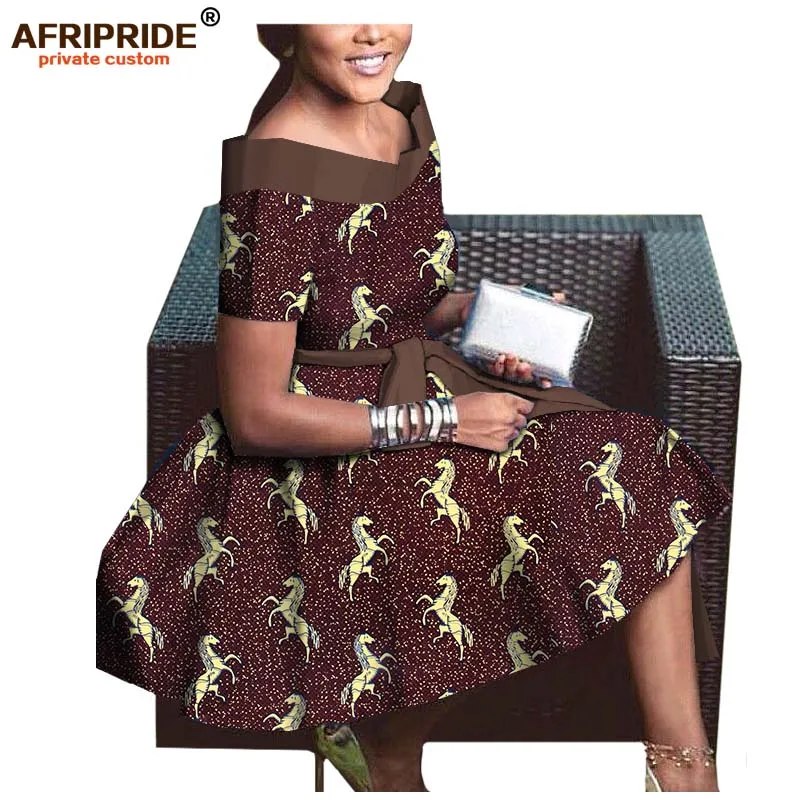 Осеннее платье для африканских женщин AFRIPRIDE, индивидуальное плиссированное платье с коротким рукавом и v-образным вырезом до середины голени из чистого воскового хлопка A722565 - Цвет: 309j