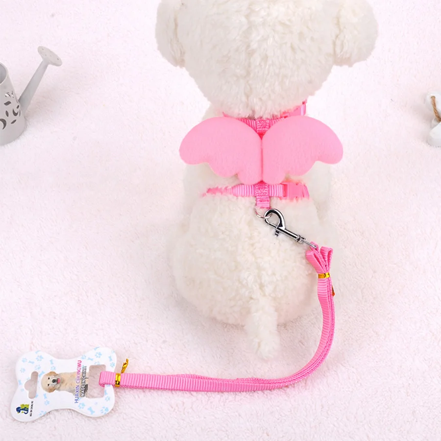 Angle Wings Pet Dog Harness Cute Dog Lead Leash Training Metal Chian
