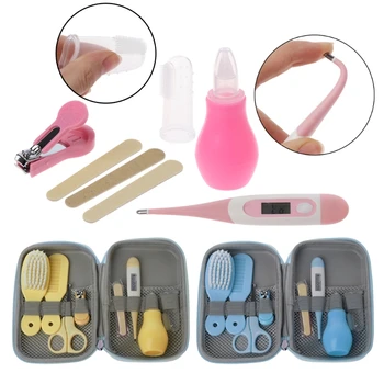 

8Pcs/Set Newborn Baby Kids Nail Hair Health Care Thermometer Grooming Brush Kit Baby Care Set-m15
