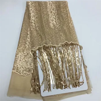 

High Quality Beaded African Lace Fabrics with Sequins FrenchLace Fabric Latest style Nigerian Lace Fabric for DressHX1395-1