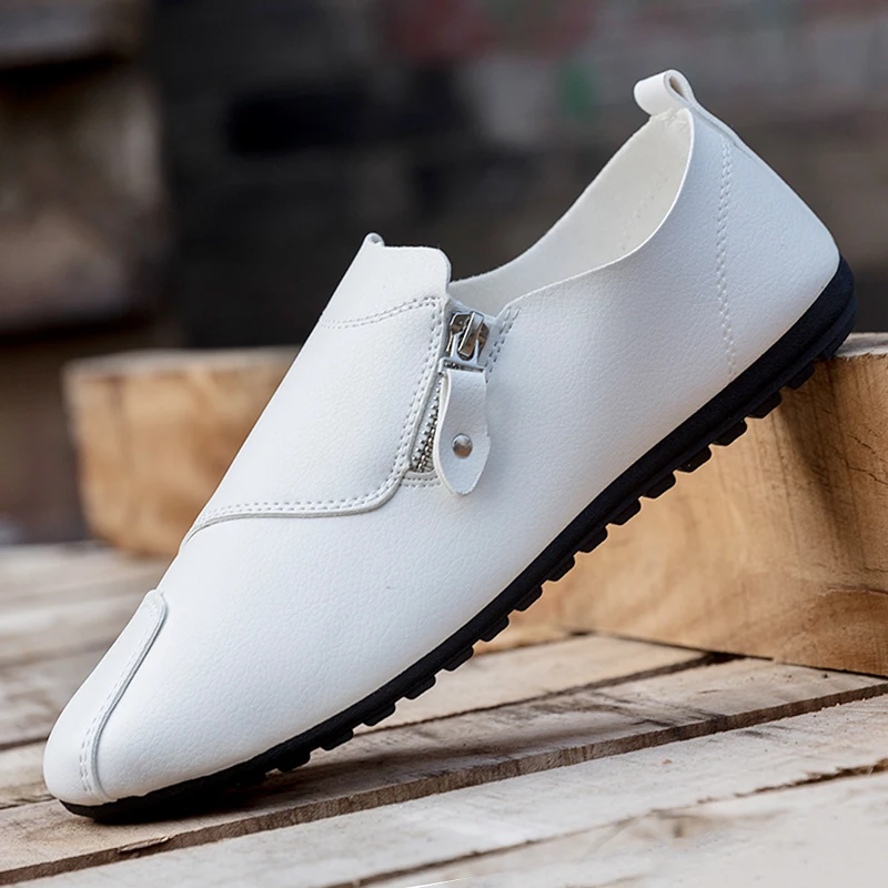 

Men's Vulcanize Shoes Solid Shallow Zip Up Designer Sneakers Male Adult Flat Men Shoes 2018 New