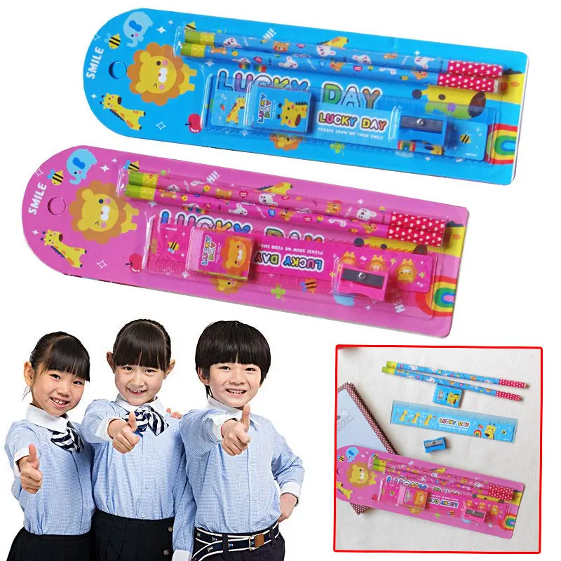 Educational Supplies School Pencil Stutent Stationery Set Cartoon Student Sharpener Stationary Sets Erasers Cartoons Gifts Gift
