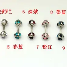 Титановая сталь, 11 цветов, 110 шт, Двойные 5 камней, шарики, язык, кольца, серьги «Гантели», поддельные серьги, ювелирные изделия для тела