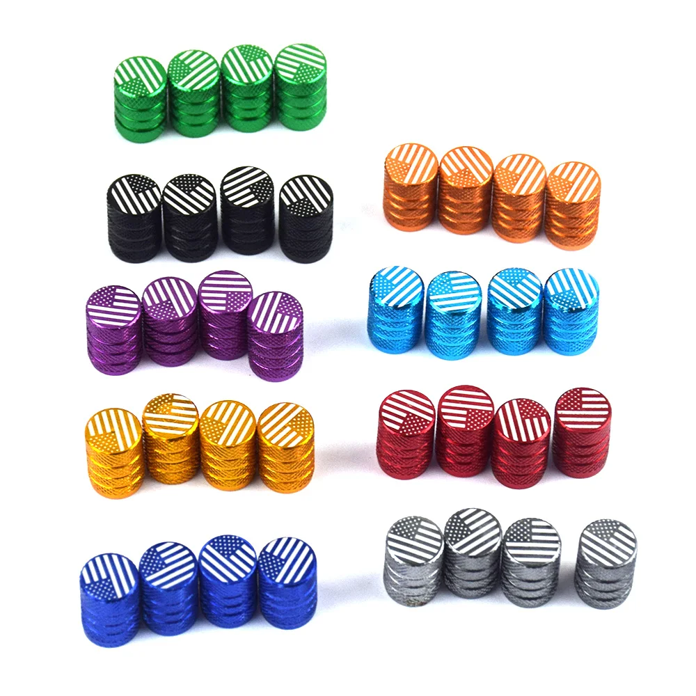 

Aluminum Alloy Round Tire Valve Stem Cap American Flag Dust Proof Cover
