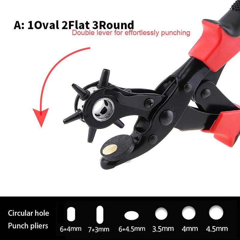 A Oval Flat Round Полная круглая овальная головка плоское отверстие Дырокол с отверстием швейная машина сумка пробивая вращающийся ремень домашний ремень кожа - Цвет: A Oval Flat Round