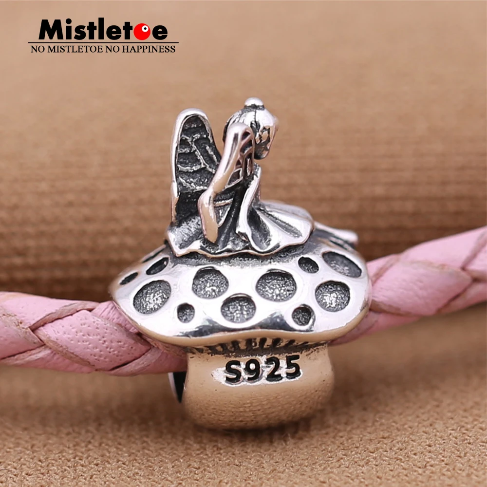 

Mistletoe Jewelry Genuine 925 Sterling Silver Mushroom fairy Charm Bead Fit European Bracelet