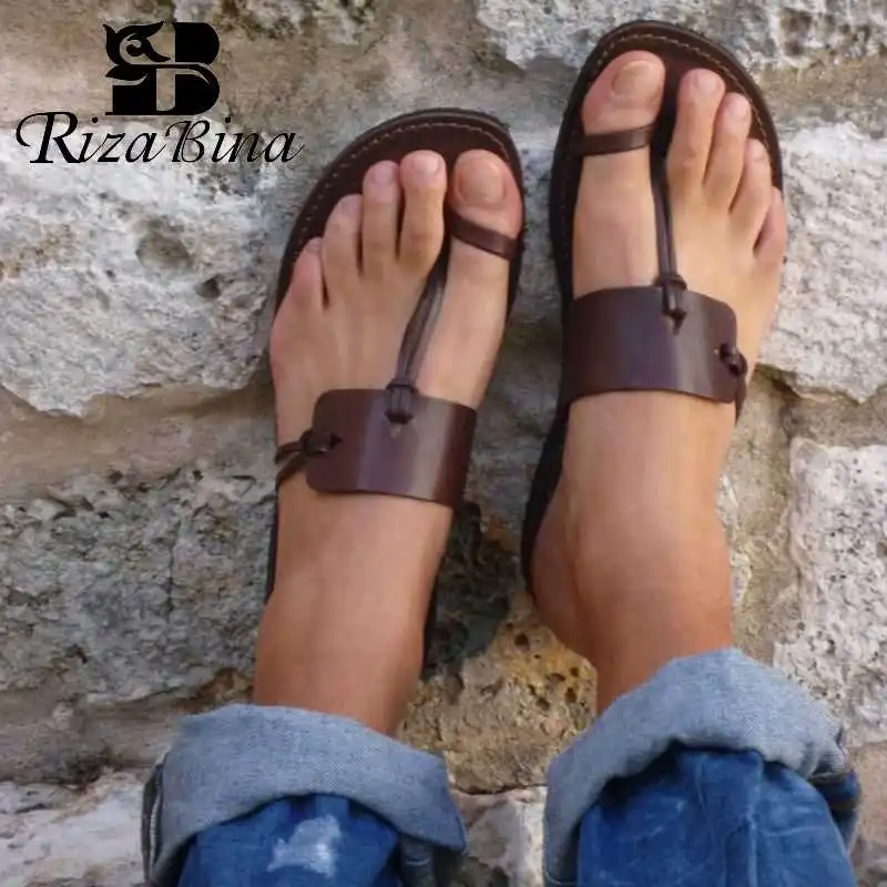 

RIZABINA Women Flats Sandals Roman Style Slippers Summer Shoes Women Casual Flip Flops Beach Party Flat Sandals Size 35-43