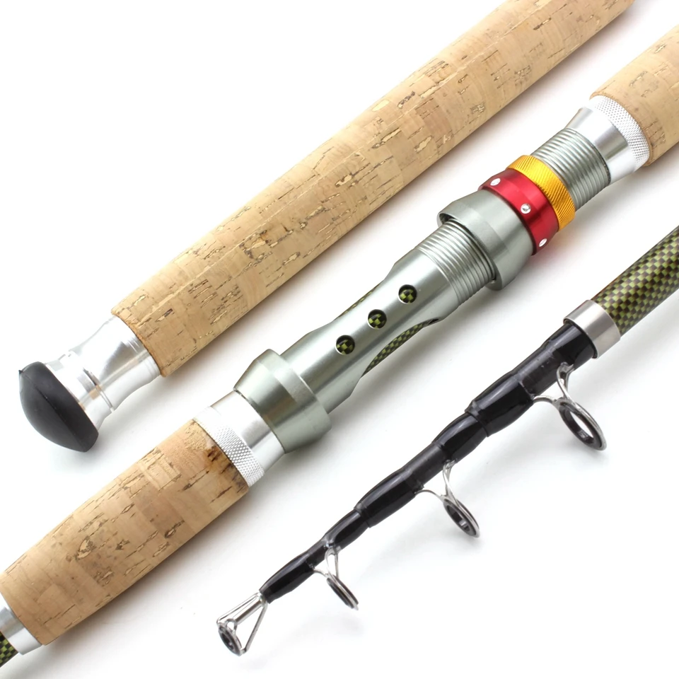 NEW 2.1m 2.4m 2.7m 3.0m 3.6m Telescopic Fishing Rod carbon wooden handle Spinning Rod Extra heavy carp fishing pole sea Tackle