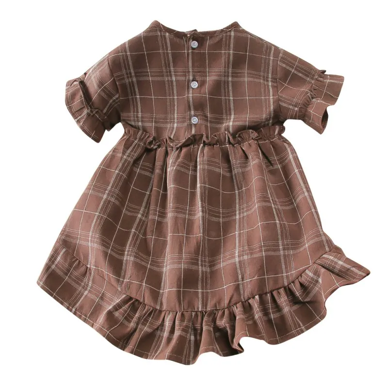 

Baby Girl Dress Summer Kids Clothing Dresses For Girls Plaid Print Kids Girl Clothes for 2-7 T