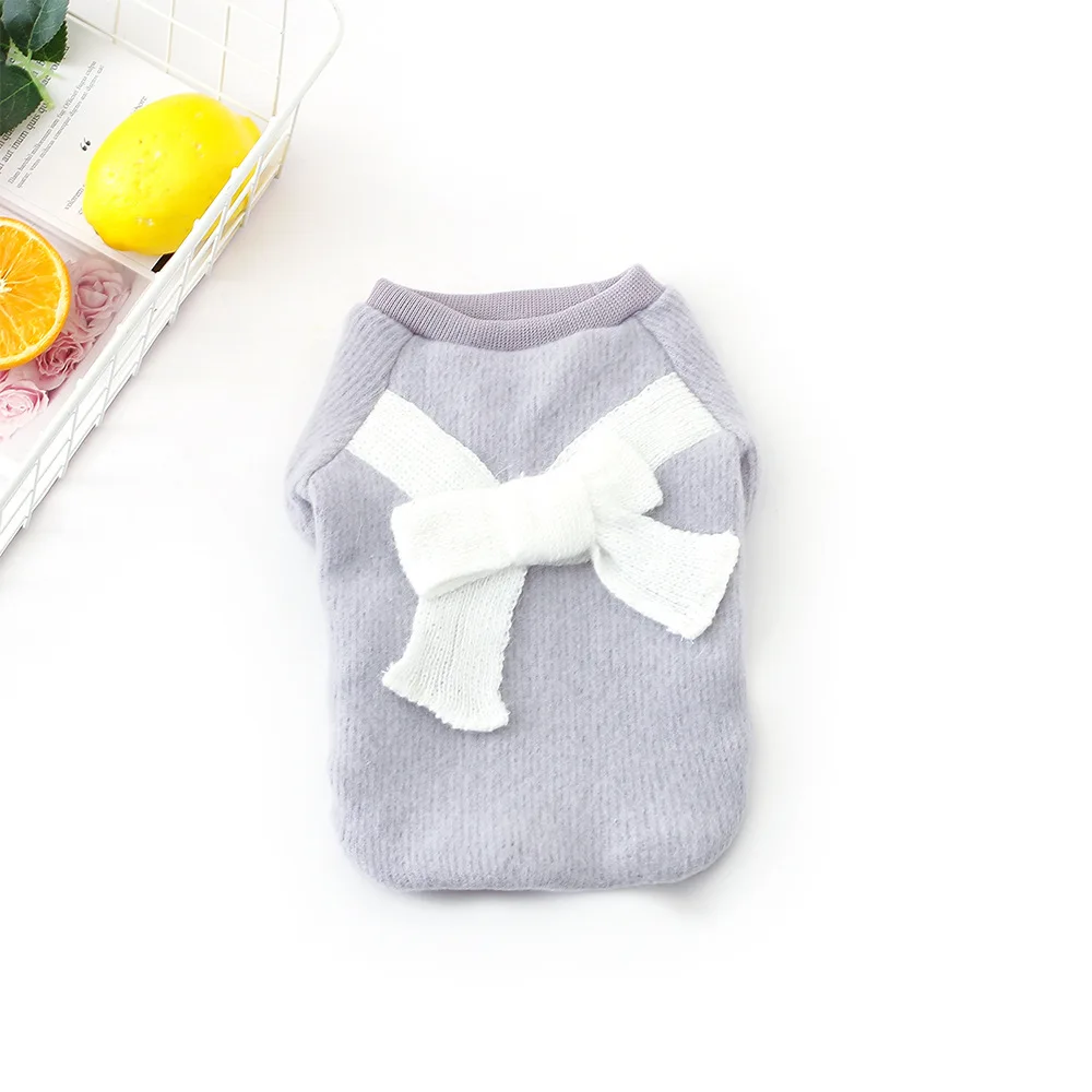 Lovely Pet Coat Four Seasons Bowknot Nap Clothes For Dogs Cats Korean Puppy Chihuahua Kitten Knitted Sweater Soft Breathable (13)
