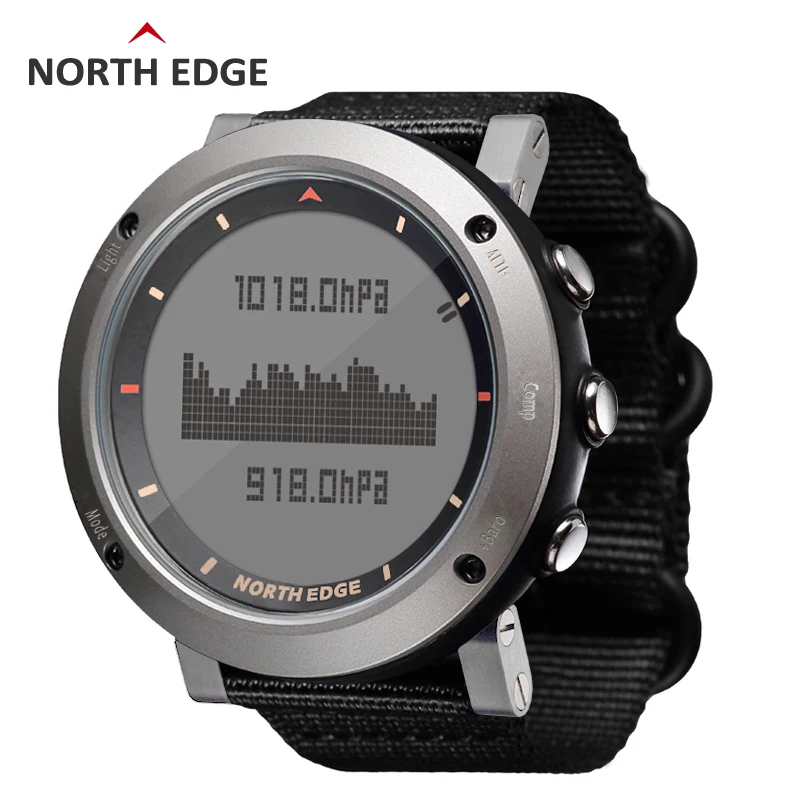 

NORTH EDGE Men Sport Watch Altimeter Barometer Compass Thermometer 3D Step Pedometer Nylon Band Watches Digital Running Climbing
