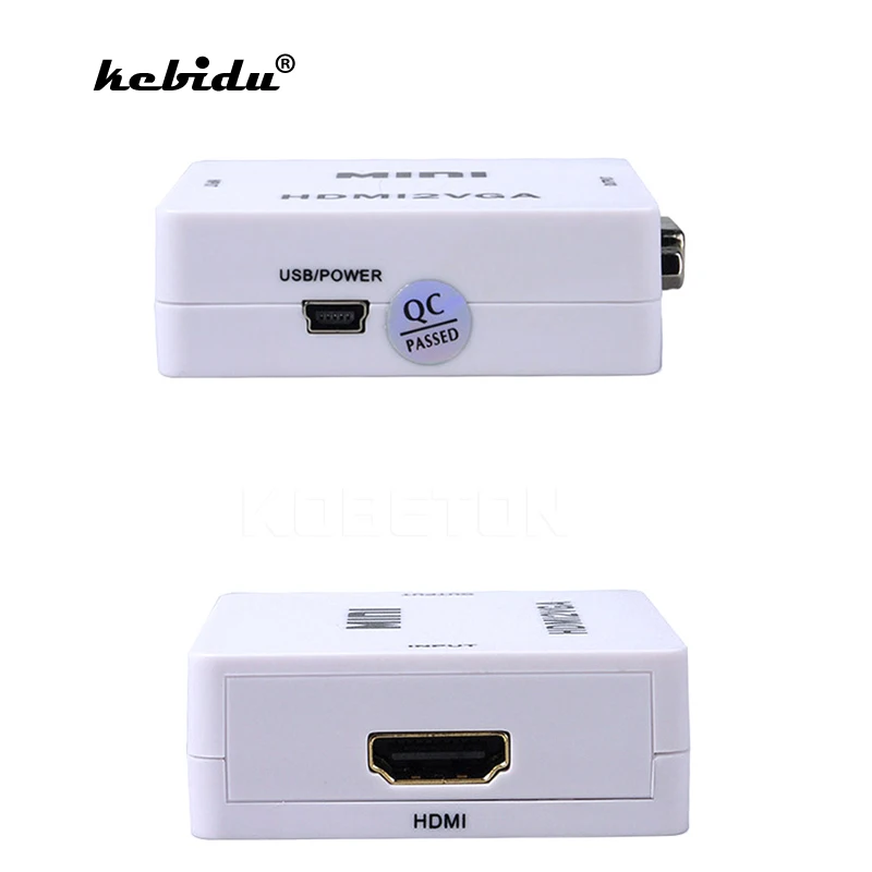 kebidu 1080p USB HDMI VGA Adapter Audio Hdmi To Vga Converter For Xbox 360 PC Laptop to HDTV