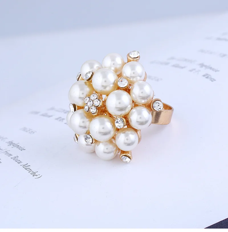 Rainbery, модное кольцо с жемчугом, ювелирные изделия с кристаллами, Висячие жемчужные цветочные кольца для женщин, обручальные кольца в подарок RN0104