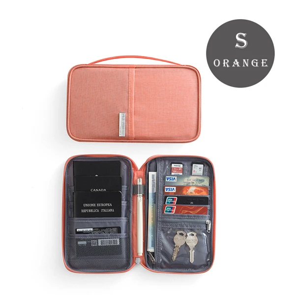 Yeqofcd Travel Passport Bag Dustproof Waterproof Women Men Credit Card Holder Wallet Oxford Document Pack Organizer Zipper Purse - Цвет: Orange S