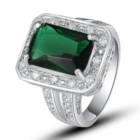 Deluxe Handsome Style Women Rings Green Emerald Quartz 925 Silver Ring Size 7 8 9 10 Fashion Jewelry Wholesale
