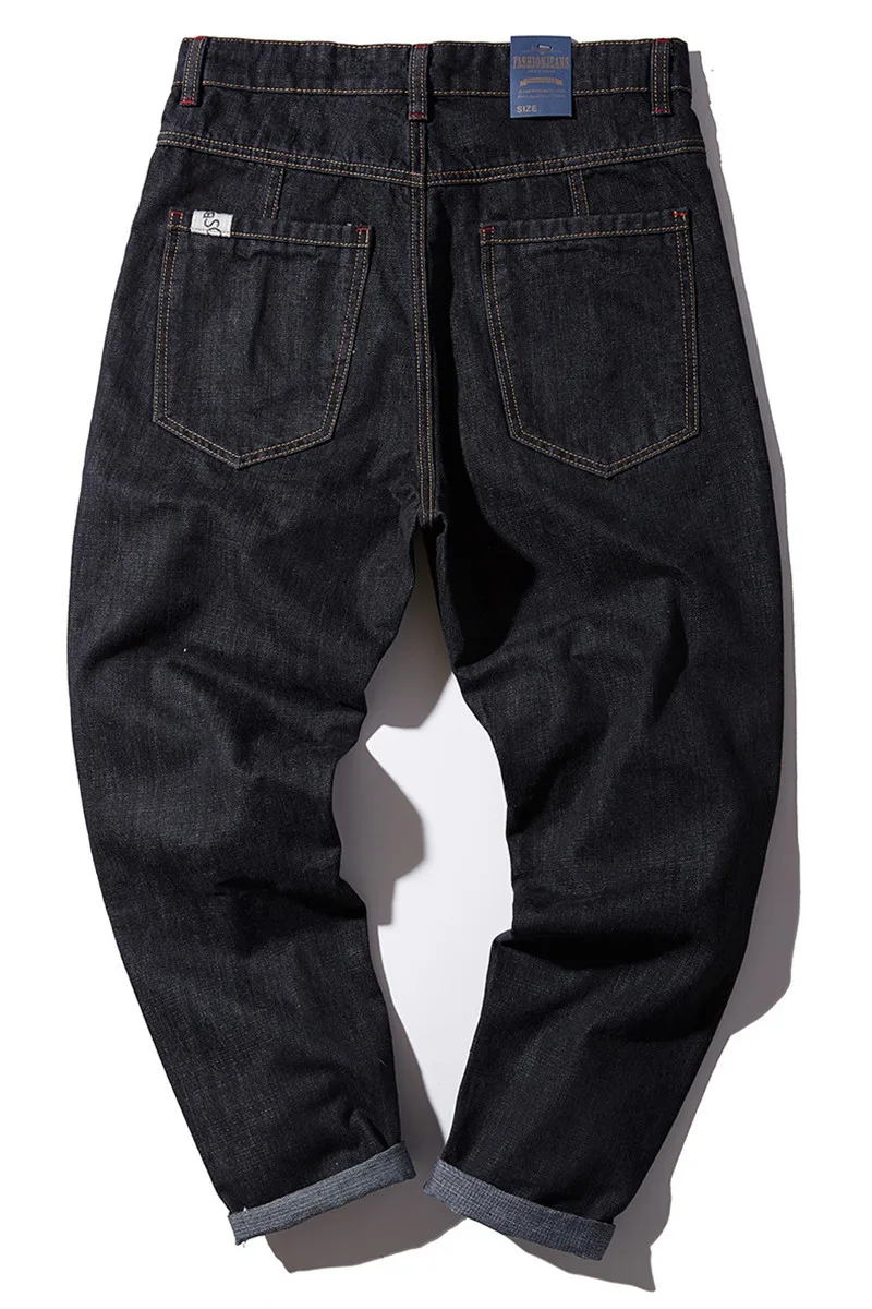 Loose Hip-hop Harem Pants Fashion Casual Solid Washed Patchwork Jeans Trousers with Pockets Streetwear Large Size XS-4XL (45)