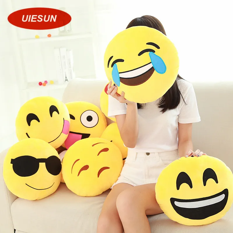 35cm Large Size Emotion Emoji Pillow Sofa Stuffed Plush Toy Doll Round