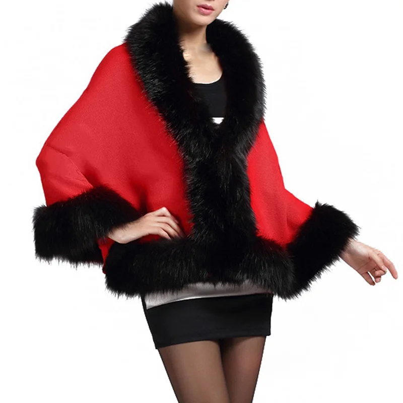 Зимнее пальто из искусственного меха, женские пончо и накидки, черный, белый, красный, меховой верх, свадебное платье, шаль, накидка, ворсистый, пушистый, пальто для женщин X2