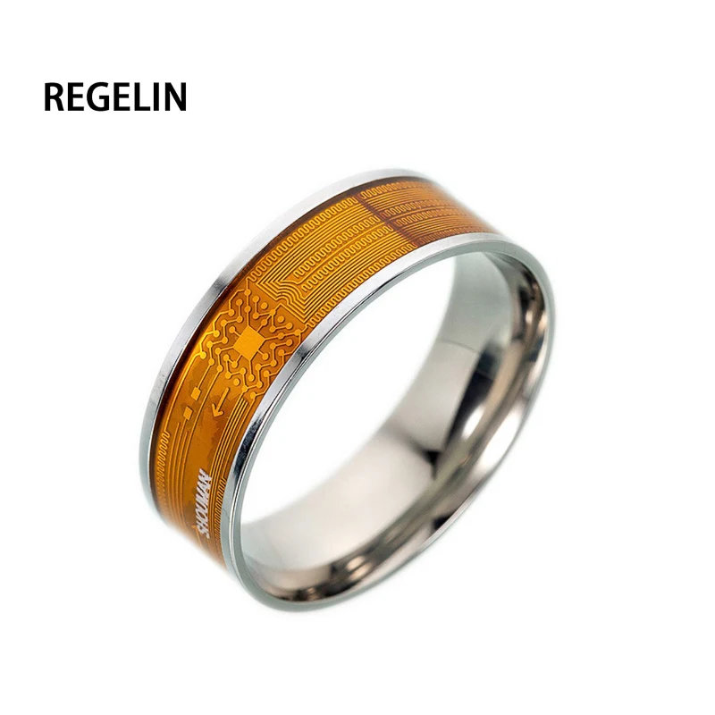 REGELIN дропшиппинг NFC программируемые кольца кольцо из нержавеющей стали 316L для мужчин s ювелирные изделия для мужчин и женщин для мужчин подарок - Цвет основного камня: Black blue