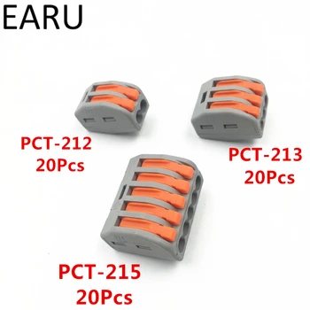 

222-412 PCT-212 PCT-213 PCT-215 PCT212 PCT-213 PCT-215 20Pcs 2P+20Pcs 3P+20Pcs 5P Wire Connector Conductor Terminal Block