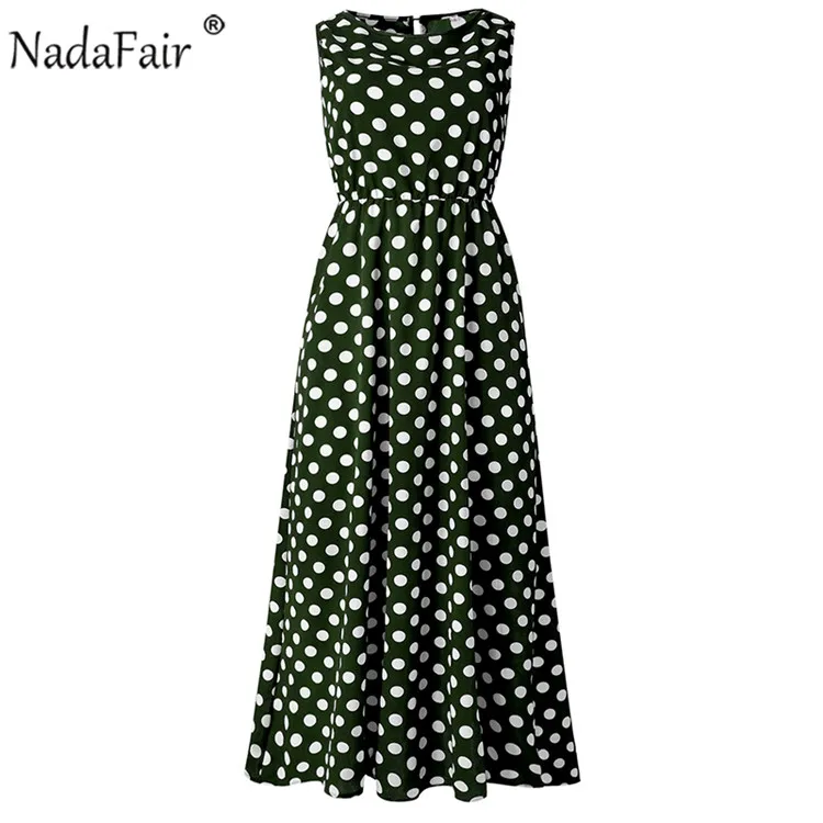 Nadafair, макси платье в горошек, для женщин, Boho, пляжные, вечерние, шифон, летнее платье, эластичная талия, в горошек, повседневное, элегантное, длинное платье, Vestidos