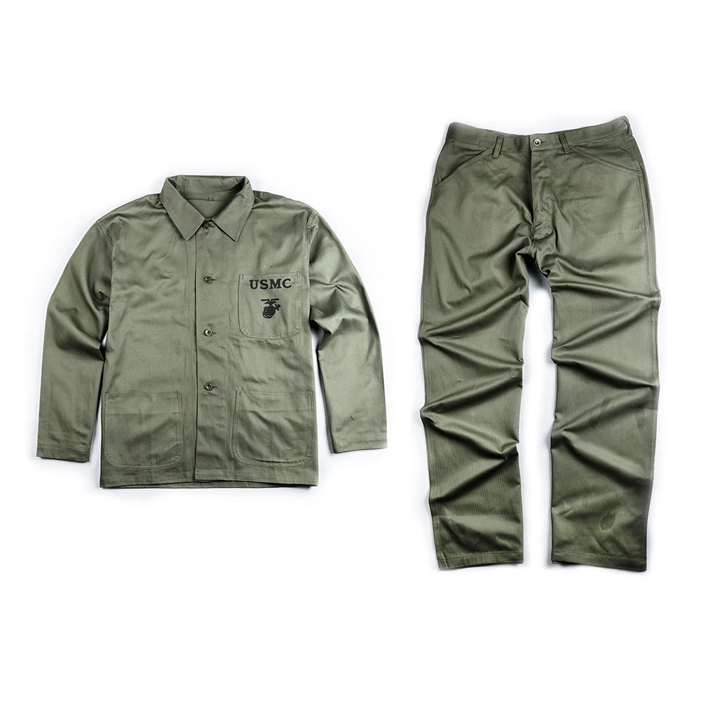 WWII US MARINE P44 USMC HBT FIELD UNIFORM JACKET SHIRT AND PANTS TROUSERS  -33003