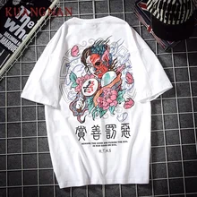 KUANGNAN, японский стиль, белая футболка для мужчин, Harajuku, футболка для мужчин, футболка для мужчин, летний топ, футболки, хип-хоп Уличная одежда, 5XL, новинка