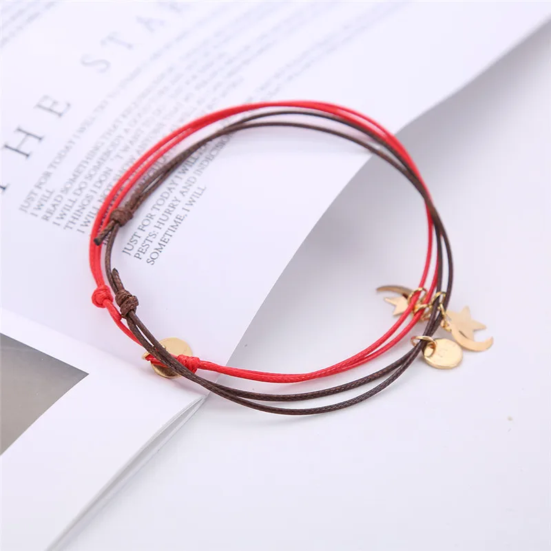 

JIA&KOU Moon And Star Anklet For Lovers Rope Chain Couple Anklets 2019 Handmade Ankle Bracelet Couple Jwelry JKA019