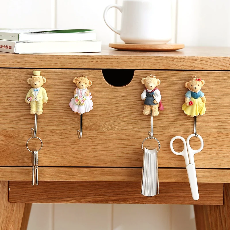 Плюшевый мишка decora двери стены липкий крюк для ключей вешалки для одежды кухонных полотенец полка organizador хранения стойки для мелочей