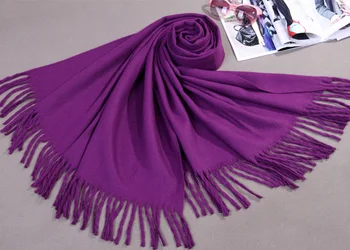 

Hot New Purple Women Winter Artificial Cashmere Shawl Scarf Thick Warm Pashmina Cape Tassels Wrap Chal Mujer bufanda 180 x 69 cm