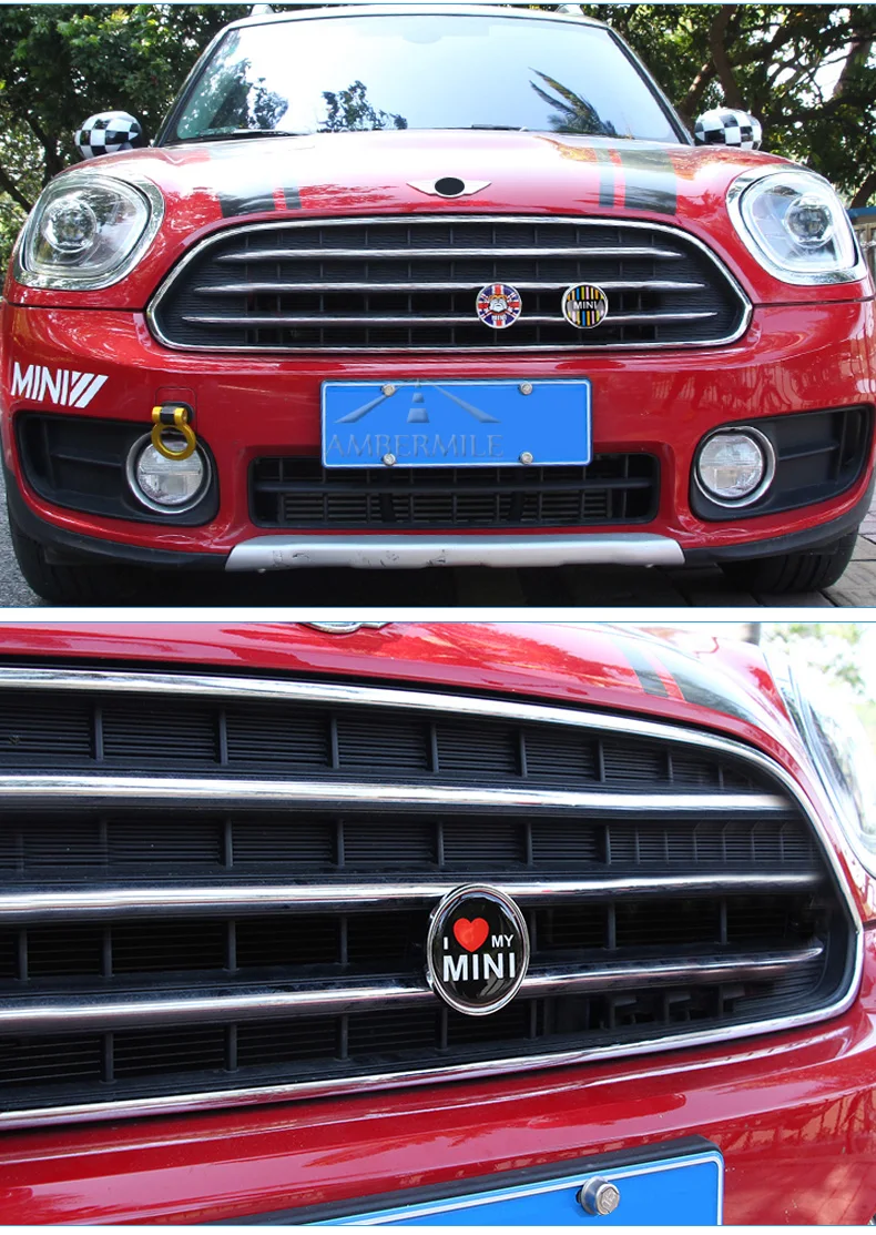 Car Front Grill Emblem Badge Metal Stickers for Mini Cooper Countryman R55 R56 R50 R53 R60 R61 F54 F55 F56 Car Styling (8)