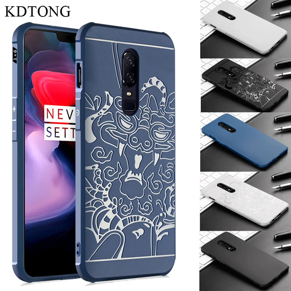 

KDTONG Case sFor Coque Oneplus 6 Case Luxury Soft Silicone TPU Dragon Pattern Cover For Fundas Oneplus 6 5T Case Cover Capa