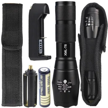 

High Quality X800 Tactical T6 Zoomable LED Flashlight Battery Charger Torch Lamp Battery