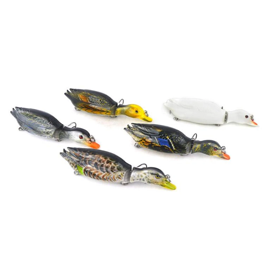 

2 segment jointed duck fishing lures 3D eyes 14cm 5 colors bionic hard ducks fishing baits with 2# hooks