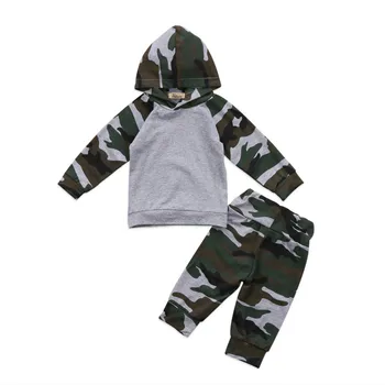 

2Pcs Cool Newborn Toddler Baby Boys Hooded Camouflage Clothes Kids Cotton Hoodies Sweatshirts Top Long Pants Leggings Outfit Set