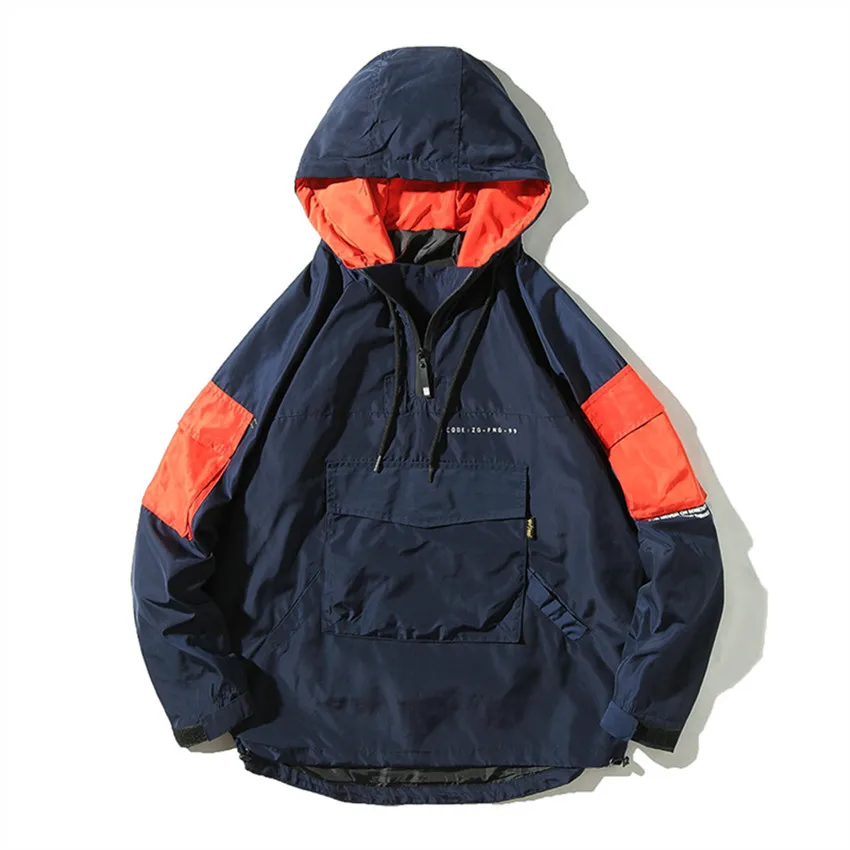 New 2018 Autumn Hip Hop Hooded Jacket Half Zipper Pullover Jacket Men Front Pocket Casual Windbreaker Hoodie Streetwear Harajuku New 2018 Autumn Hip Hop Hooded Jacket Half Zipper Pullover Jacket Men Front Pocket Casual Windbreaker Hoodie Streetwear Harajuku