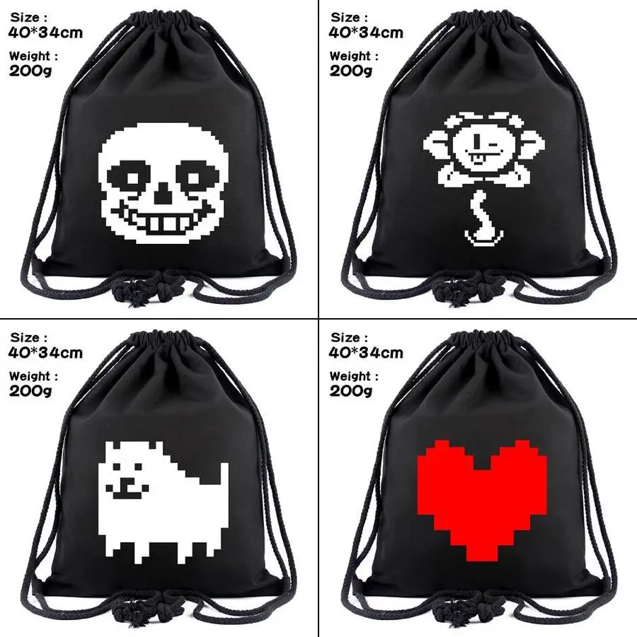 Jogo Undertale Sans Lona Drawstring Bags Toriel Mochila Feminina Moda Cosméticos Recipiente Casual Praia Bolsa Sapatos