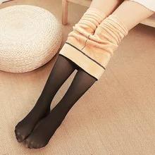 Outono e inverno pele permeável grosso falso transparente carne de cintura alta quente collants meia-calça 80g 220g 300g 1pcs