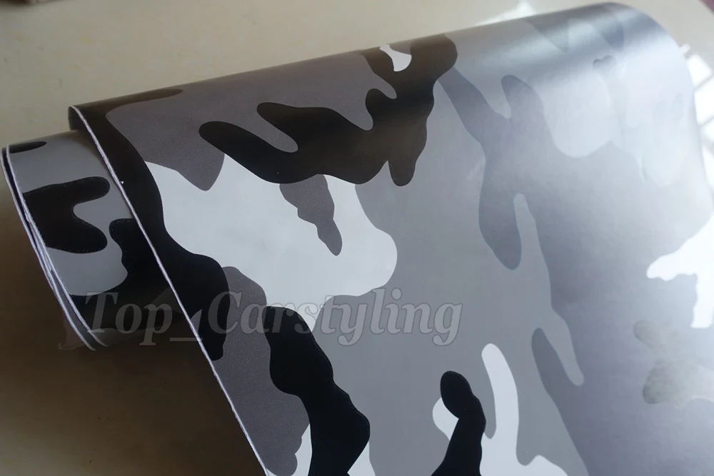 Black white grey arctic camo vinyl car wrapping films (4)