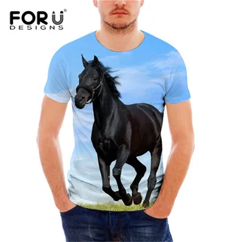 

FORUDESIGNS Cool Crazy 3D Horse Pattern Men T Shirt Comfort Breath Short Sleeve T-shirt for Male Brand Designer Fitness Top Tees