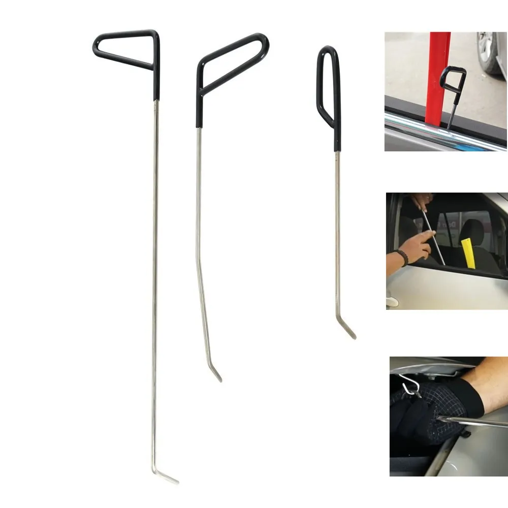 

3 pcs /set High Quality PDR Tools Hooks Push Rods Door Dings Hail Repair Dent Removal Tools