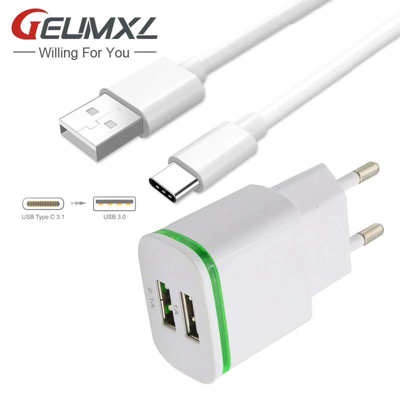 Сетевое зарядное устройство GEUMXL с USB-кабелем 2 А С евровилкой для Samsung Galaxy A5 A3 A7 2017